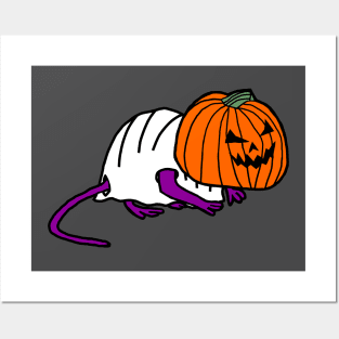 Cute Rat Wearing Halloween Horror Costume Posters and Art